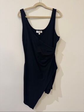 Nordstrom Black Asymmetrical Sleeveless Wrap Dress